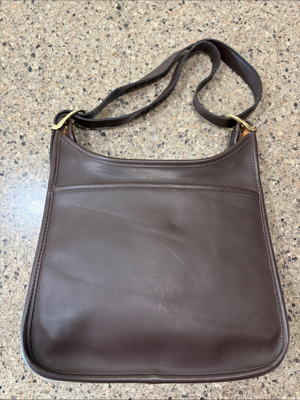 Women's Brown Leather Shoulder Bag with Gold Hardware